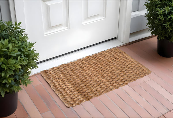 Homeroots 24" X 36" Brown Coir Weave Outdoor Door Mat   555450