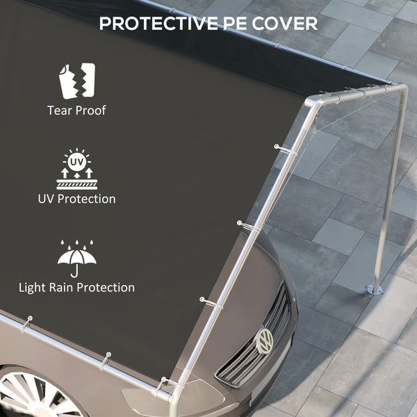 English Elm Car Canopy Replacement Cover Uv Resistant Polyethylene Roof for 9.6 X 19.5 Ft Frames T3971P425824