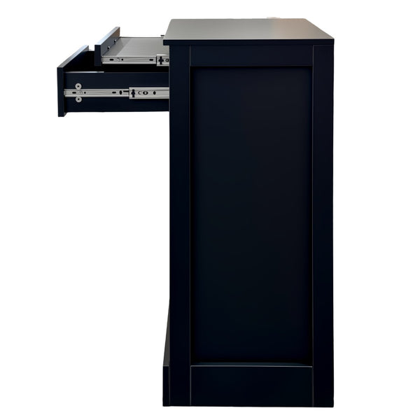 English Elm Black Walnut Modular Buffet Cabinet with Wine Storage Open Shelf and Drawer W331P410380