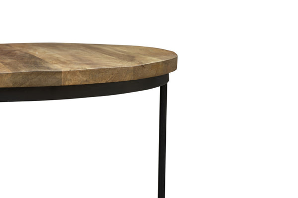 Homeroots 32" Rustic Round Coffee Table With Distressed Solid Wood Top & Sturdy Black Iron Cross Legs   555477