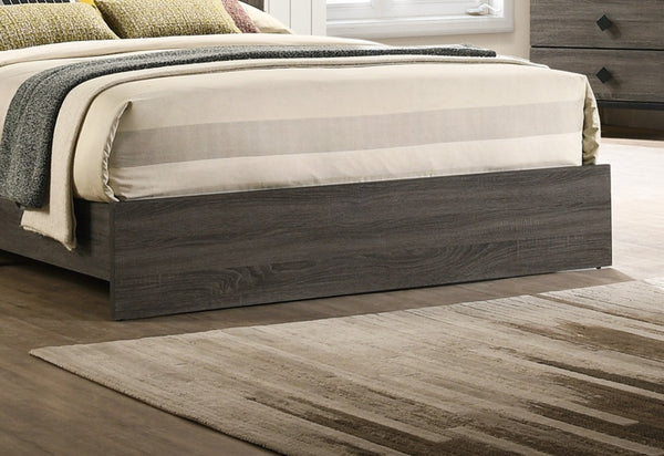 English Elm Contemporary Queen Size Bed With Stylish Upholstered Headboard - Durable Rubberwood Frame In Gray B011P236803