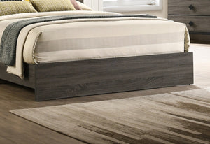 English Elm Contemporary King Size Bed Frame With Upholstered Headboard In Gray - Sturdy Rubberwood Design B011P236808