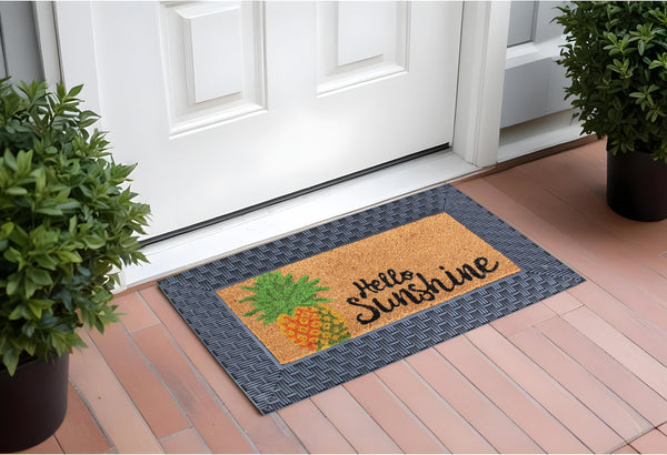 Homeroots 18" X 30" Brown And Black Rubber And Coir Spring Summer Outdoor Door Mat With Inserts   555507