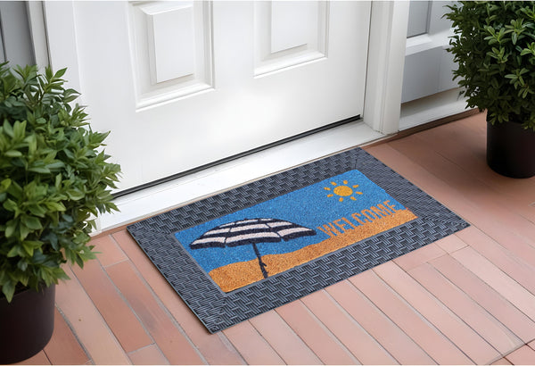 Homeroots 18" X 30" Brown And Black Rubber And Coir Spring Summer Outdoor Door Mat With Inserts   555507