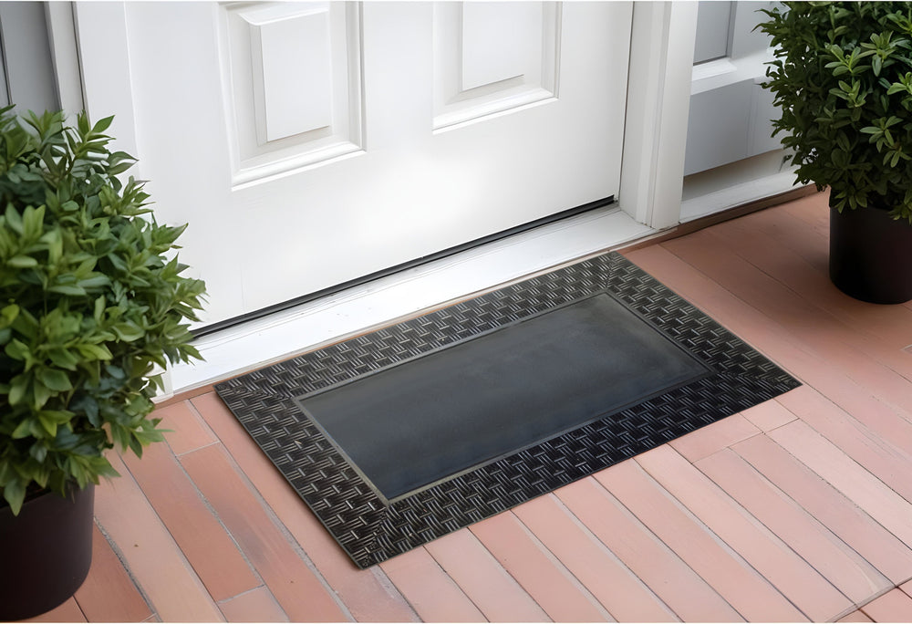 Homeroots 18" X 30" Brown And Black Rubber And Coir Spring Summer Outdoor Door Mat With Inserts   555507