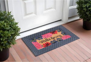 Homeroots 18" X 30" Brown And Black Rubber And Coir Spring Summer Outdoor Door Mat With Inserts   555507