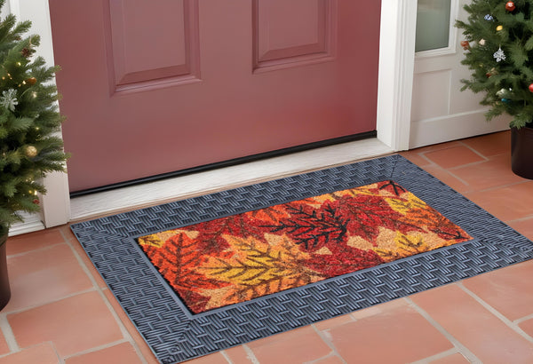 Homeroots 18" X 30" Brown Rubber And Coir Seasonal Outdoor Door Mat With Inserts   555508
