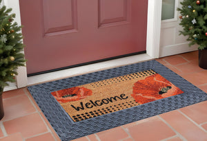 Homeroots 18" X 30" Brown Rubber And Coir Seasonal Outdoor Door Mat With Inserts   555508