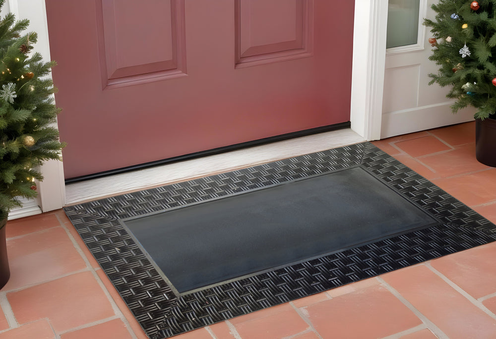 Homeroots 18" X 30" Brown Rubber And Coir Seasonal Outdoor Door Mat With Inserts   555508