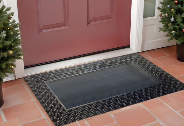 Homeroots 18" X 30" Brown Rubber And Coir Seasonal Outdoor Door Mat With Inserts   555508