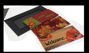 Homeroots 18" X 30" Brown Rubber And Coir Seasonal Outdoor Door Mat With Inserts   555508