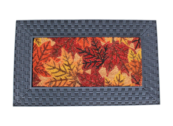Homeroots 18" X 30" Brown Rubber And Coir Seasonal Outdoor Door Mat With Inserts   555508