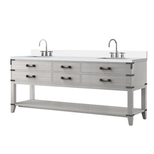 English Elm White Oak Double Bath Vanity With Cultured Marble Top & Chrome Faucet - Spacious Storage Solution B2731P260362-GIGA