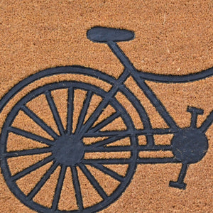 HomeRoots 24" Bicycle Coir Door Mat - Brown & Black Eco-Friendly Outdoor Mat for Heavy Foot Traffic & Style 555558