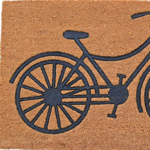 HomeRoots 24" Bicycle Coir Door Mat - Brown & Black Eco-Friendly Outdoor Mat for Heavy Foot Traffic & Style 555558
