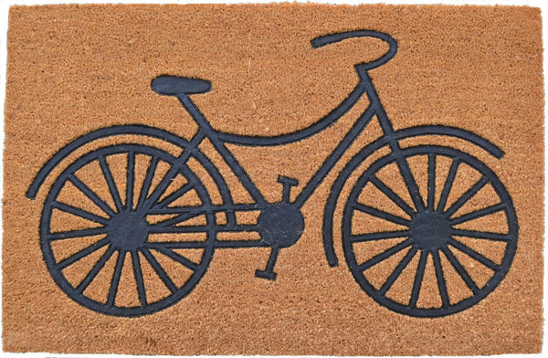HomeRoots 24" Bicycle Coir Door Mat - Brown & Black Eco-Friendly Outdoor Mat for Heavy Foot Traffic & Style 555558
