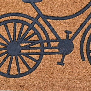 HomeRoots 24" Bicycle Coir Door Mat - Brown & Black Eco-Friendly Outdoor Mat for Heavy Foot Traffic & Style 555558