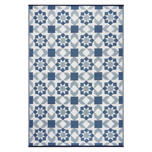 HomeRoots 4' Teal Blue Geometric Area Rug – Stylish Indoor/Outdoor Design, Fade & Stain Resistant, Low-Maintenance 555569