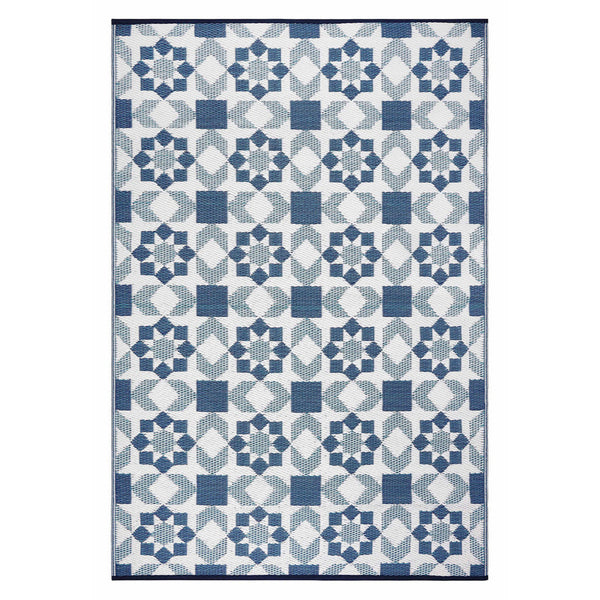 Homeroots 5' Teal Blue Geometric Indoor Outdoor Area Rug - Stain Resistant, Uv Protected, Stylish & Versatile!  Polypropylene 555570