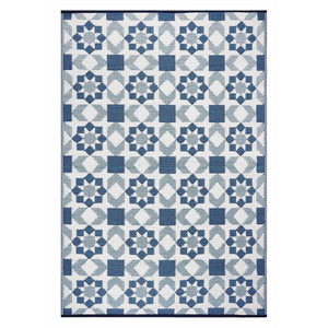 Homeroots 5' Teal Blue Geometric Indoor Outdoor Area Rug - Stain Resistant, Uv Protected, Stylish & Versatile!  Polypropylene 555570