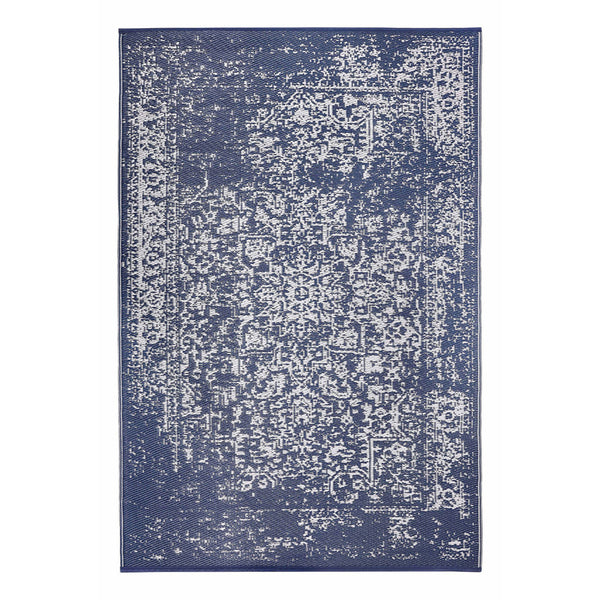 Homeroots 3' X 5' Navy Blue Distressed Area Rug - Stain Resistant, Uv Protected, Perfect For Kids & Pets!  Polypropylene 555576