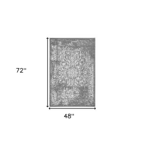 Homeroots 4' X 6' Gray Machine-braided Indoor Outdoor Area Rug - Stain Resistant & Uv Protected For Kids & Pets  Polypropylene 555577