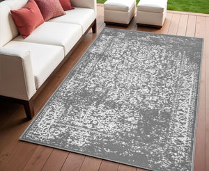 Homeroots 4' X 6' Gray Machine-braided Indoor Outdoor Area Rug - Stain Resistant & Uv Protected For Kids & Pets  Polypropylene 555577