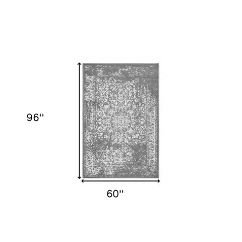 Homeroots 5' X 8' Gray Machine Braided Distressed Area Rug With Uv Protection - Stain Resistant & Stylish!  Polypropylene 555579