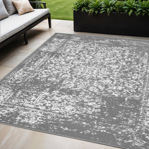 Homeroots 5' X 8' Gray Machine Braided Distressed Area Rug With Uv Protection - Stain Resistant & Stylish!  Polypropylene 555579