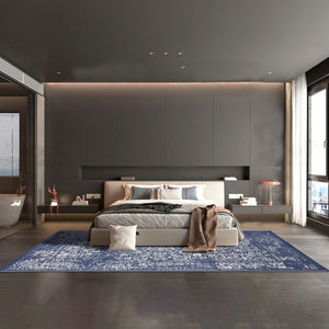 Homeroots 6' Navy Blue Machine Braided Distressed Area Rug - Stain Resistant, Uv Protected, Perfect For Homes!  Polypropylene 555581