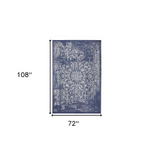 Homeroots 6' Navy Blue Machine Braided Distressed Area Rug - Stain Resistant, Uv Protected, Perfect For Homes!  Polypropylene 555581