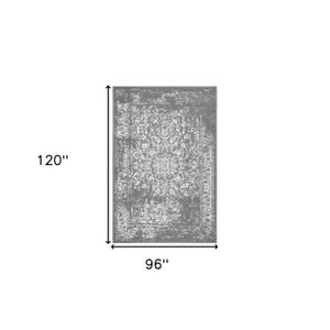 Homeroots 8' X 10' Gray Machine Braided Distressed Area Rug - Stain Resistant & Uv Protected For Home Comfort  Polypropylene 555582