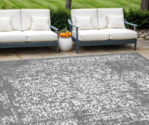 Homeroots 8' X 10' Gray Machine Braided Distressed Area Rug - Stain Resistant & Uv Protected For Home Comfort  Polypropylene 555582