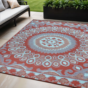 Homeroots 5' Brown Floral Area Rug - 5x8 Indoor Outdoor Stain Resistant, Uv Protected, Stylish & Durable Decor  Polypropylene 555584