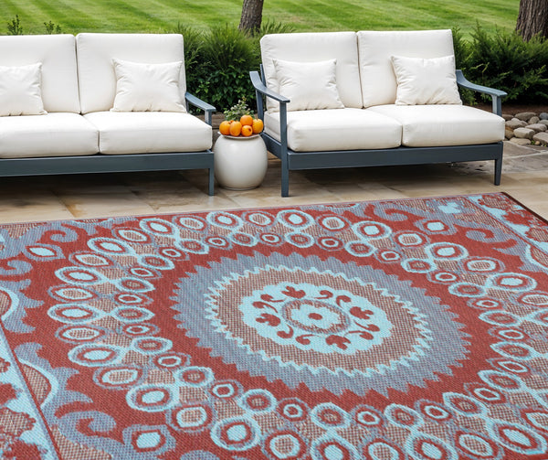 Homeroots 8' X 10' Brown Floral Area Rug - Stain Resistant, Uv Protected, Perfect For Homes With Kids & Pets!  Polypropylene 555586