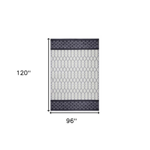 Homeroots 8' X 10' Gray Geometric Area Rug - Stylish, Stain-resistant, Indoor/Outdoor Design For Any Space  Polypropylene 555589