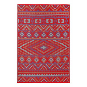 Homeroots 4' X 6' Red Geometric Indoor Outdoor Area Rug - Stain Resistant, Uv Protected, Stylish & Durable!  Polypropylene 555591