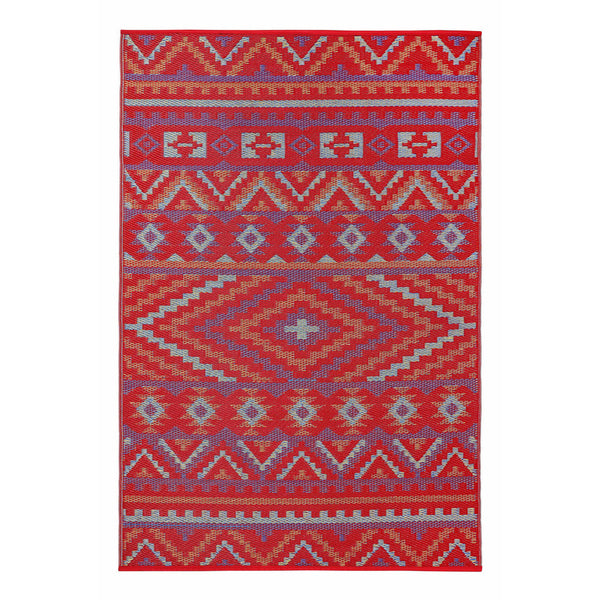 Homeroots 8' Red Geometric Area Rug - 8x10 Indoor/Outdoor Stain Resistant, Uv Protected, Stylish & Warm Design  Polypropylene 555594
