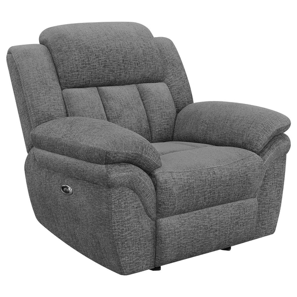 English Elm Pannen Charcoal Upholstered Power Glider Recliner with Pocket Coil Support, Space-Saving Design and Smooth Electric Recline B062P328626
