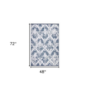 Homeroots 4' Teal Blue Distressed Indoor-outdoor Area Rug - Stain Resistant, Uv Protected, Kid & Pet Friendly!  Polypropylene 555600