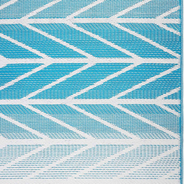 Homeroots 3' X 5' Aqua Geometric Braided Area Rug – Stylish, Distressed Design With Uv Protection & Stain Resistance  Polypropylene 555601