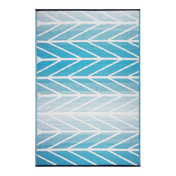 HomeRoots 5' Aqua Geometric Indoor Outdoor Area Rug - Durable, Stain-Resistant, Stylish for Any Space! 555604