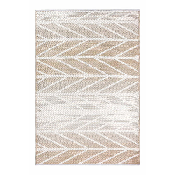 HomeRoots 5' Taupe Geometric Area Rug – Durable Indoor/Outdoor Design, Reversible & Stain-Resistant for All Spaces 555605