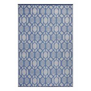 HomeRoots 4' X 6' Blue Geometric Distressed Area Rug - Stain-Resistant, UV-Protected, Perfect for Family Spaces 555606