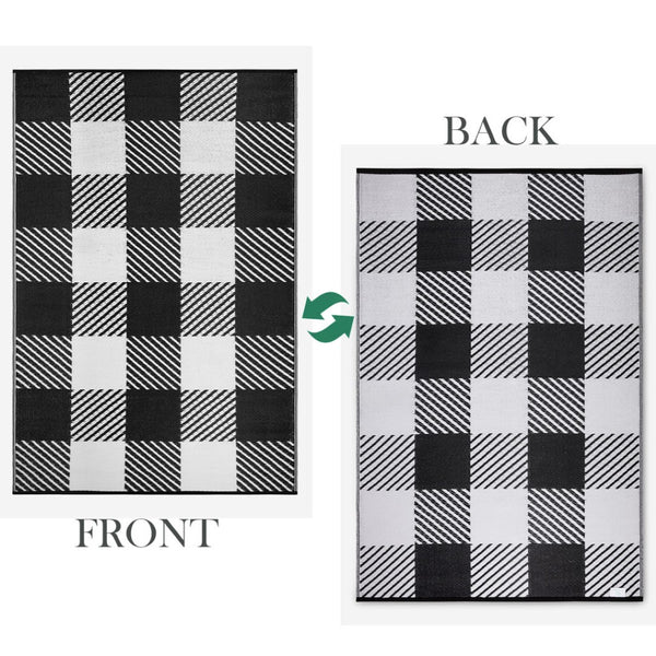 Homeroots 5' X 8' Black Geometric Indoor-outdoor Area Rug - Stylish, Stain-resistant Design For Modern Homes  Polypropylene 555611