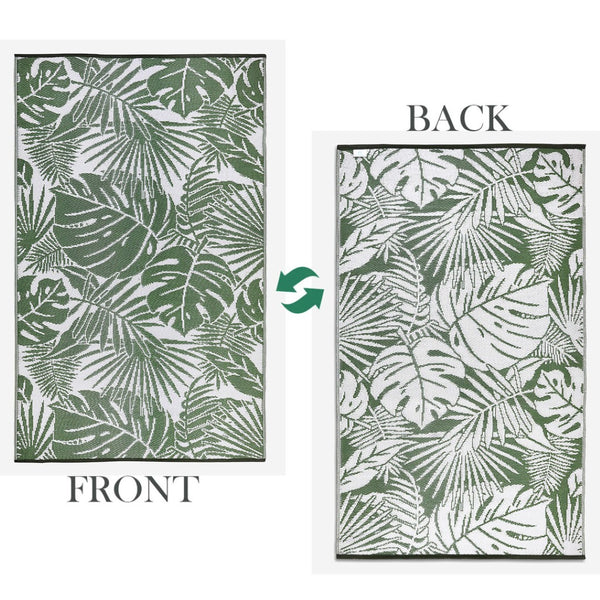 Homeroots 6' X 9' Green Floral Indoor-outdoor Area Rug - Stain-resistant, Uv-protected, Perfect For Kids & Pets!  Polypropylene 555613