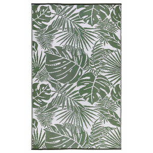 HomeRoots 4' X 6' Green Floral Area Rug - Machine Braided, Stain-Resistant, UV Protected for High-Traffic Homes 555615