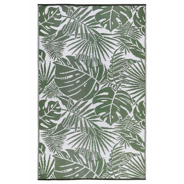 HomeRoots 4' X 6' Green Floral Area Rug - Machine Braided, Stain-Resistant, UV Protected for High-Traffic Homes 555615