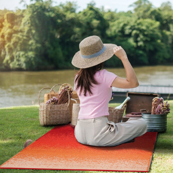 Homeroots 4' X 6' Orange Machine-braided Area Rug - Stain Resistant, Uv Protected, Perfect For Kids & Pets!  Polypropylene 555619