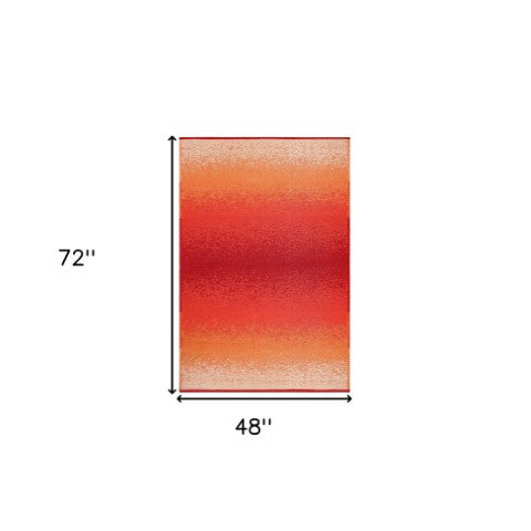 Homeroots 4' X 6' Orange Machine-braided Area Rug - Stain Resistant, Uv Protected, Perfect For Kids & Pets!  Polypropylene 555619